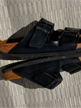 Birkenstock Black Arizona Two-Strap Women's Cork Footbed Sandals